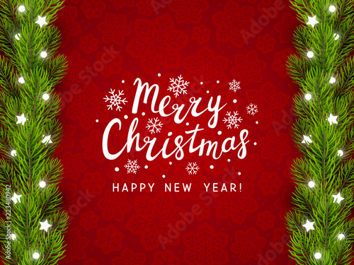 Greeting card with Christmas tree border