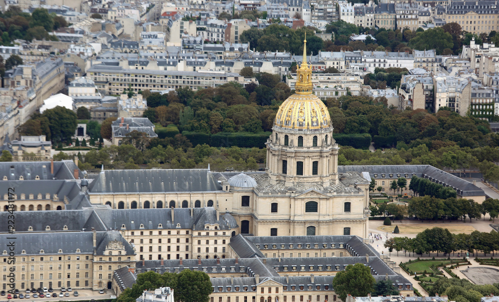 Golden Dome of Monument called Les Invalides in Paris France