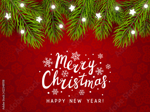 Holiday background with Christmas tree border