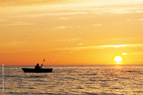 Sunset at the sea and boat © Ingus Evertovskis