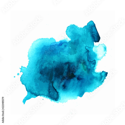 Abstract artistic vibrant blue watercolor background texture, vector drawing