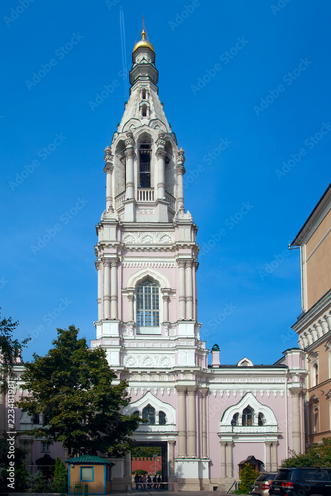 View of belltower of the God's Temple of St.Sofia on Sofiyskaya embankment in Moscow