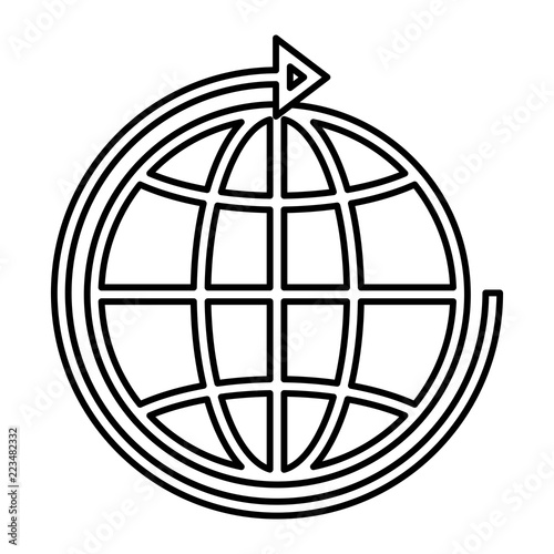sphere planet with arrow around