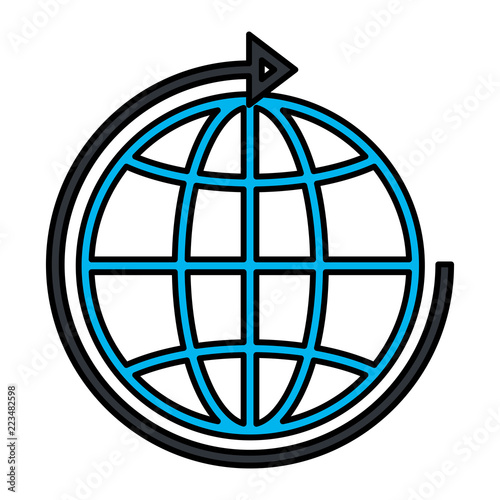 sphere planet with arrow around
