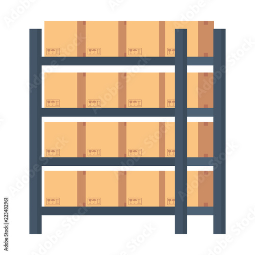 warehouse shelving with boxes
