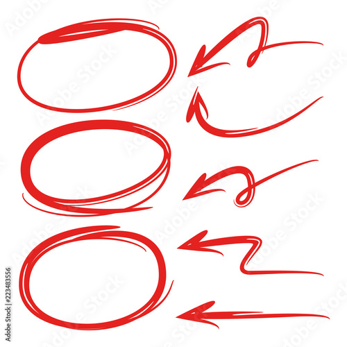 highlighter elements, hand drawn circles, arrows