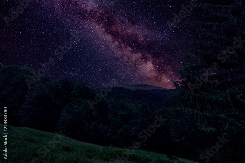 Landscape milky way galaxy over moutain. Night sky
