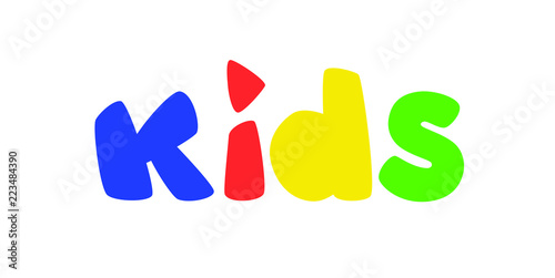 Logo for children's play area. Vector. Bright logo with colored letters. Logo isolated on white background. Fashionable children's shop, studio. An inscription for the video channel, blog. A symbol, a