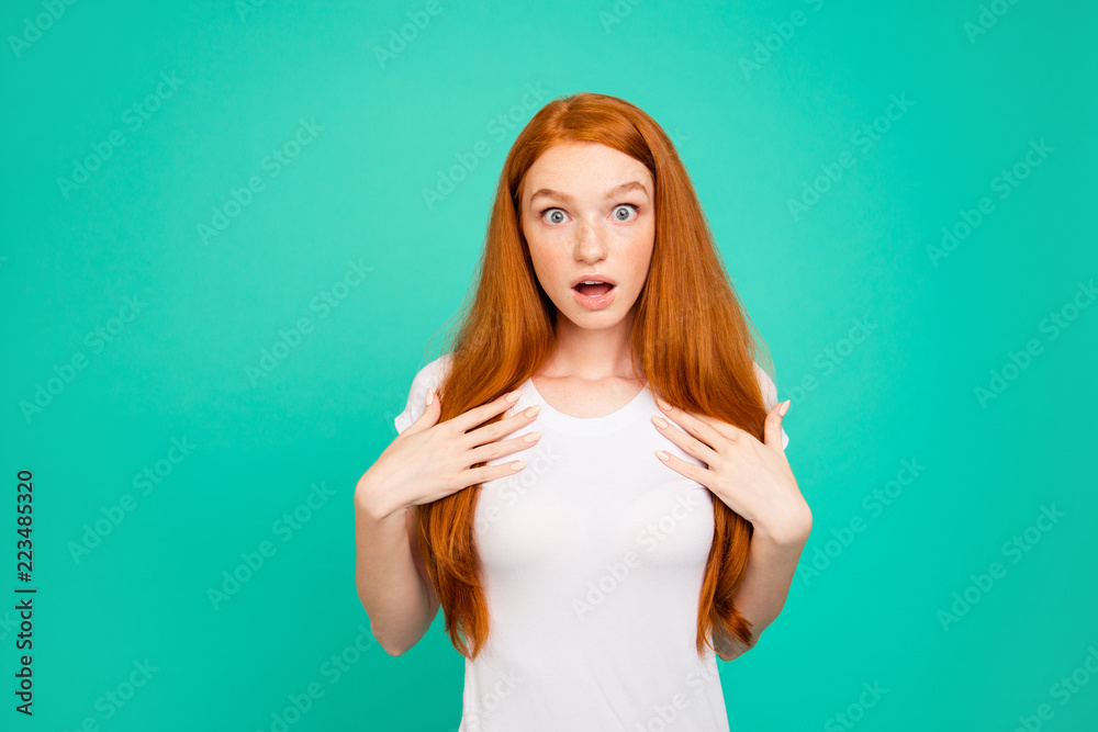 Fototapeta premium Portrait of nice positive cheerful attractive cute bright vivid 