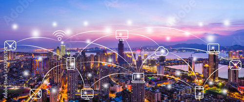 Xiamen City Scenery and Big Data Concept