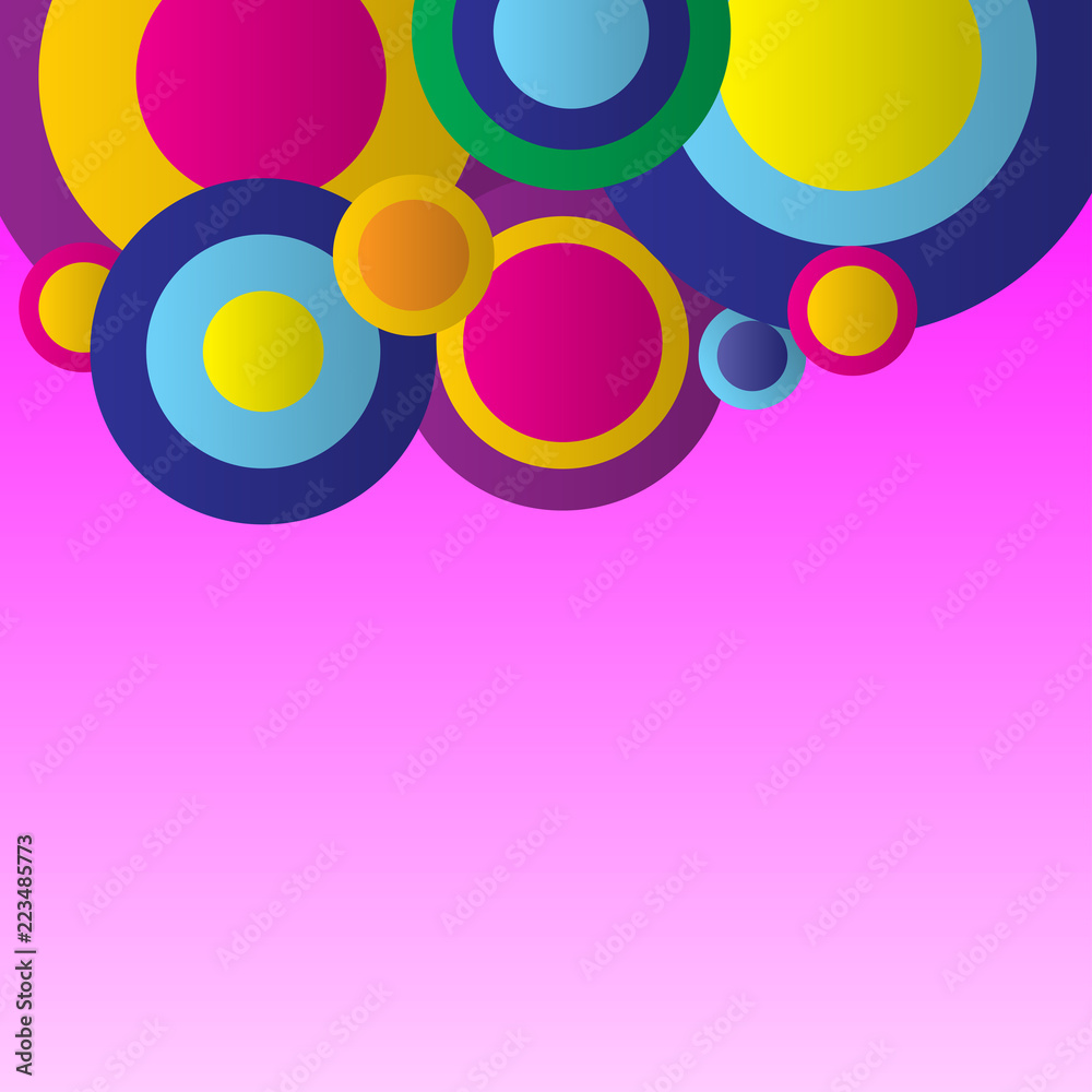 Abstract background Retro Graphic Design Template with Clean Minimal Style. Colorful Circles in pink Background Abstract background Retro Graphic Design Template with Clean Minimal Style. Colorful Circles in pink Background