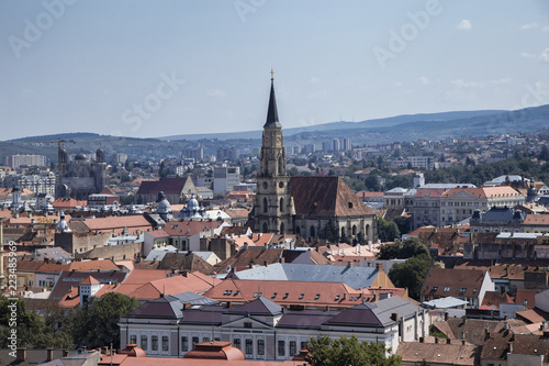 CLUJ-NAPOCA, TRANSYLVANIA, ROMANIA - AUGUST 21, 2018: Aerial view of the city on August 21, 2018 in Cluj-Napoca.