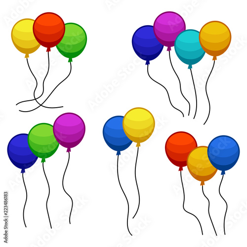 Bunches of several colour helium balloons