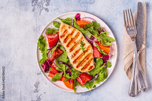 Chicken breast with fresh salad. photo
