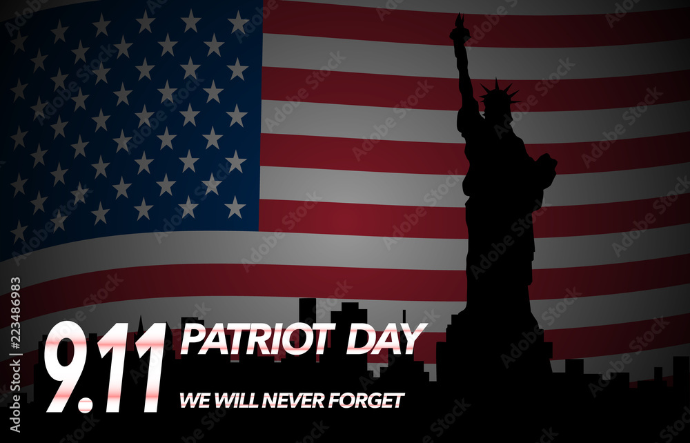 Naklejka premium Patriot Day illustration. September 11. We will never forget
