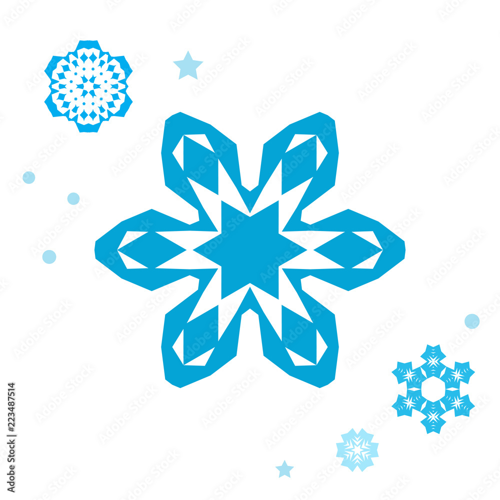 Simple Snowflake Icon Collection Isolated on White Background Simple Snowflake Icon Collection Isolated on White Background