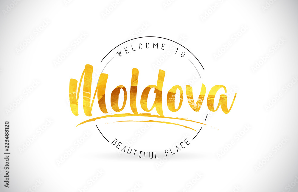 Moldova Welcome To Word Text with Handwritten Font and Golden Texture Design. Moldova Welcome To Word Text with Handwritten Font and Golden Texture Design.