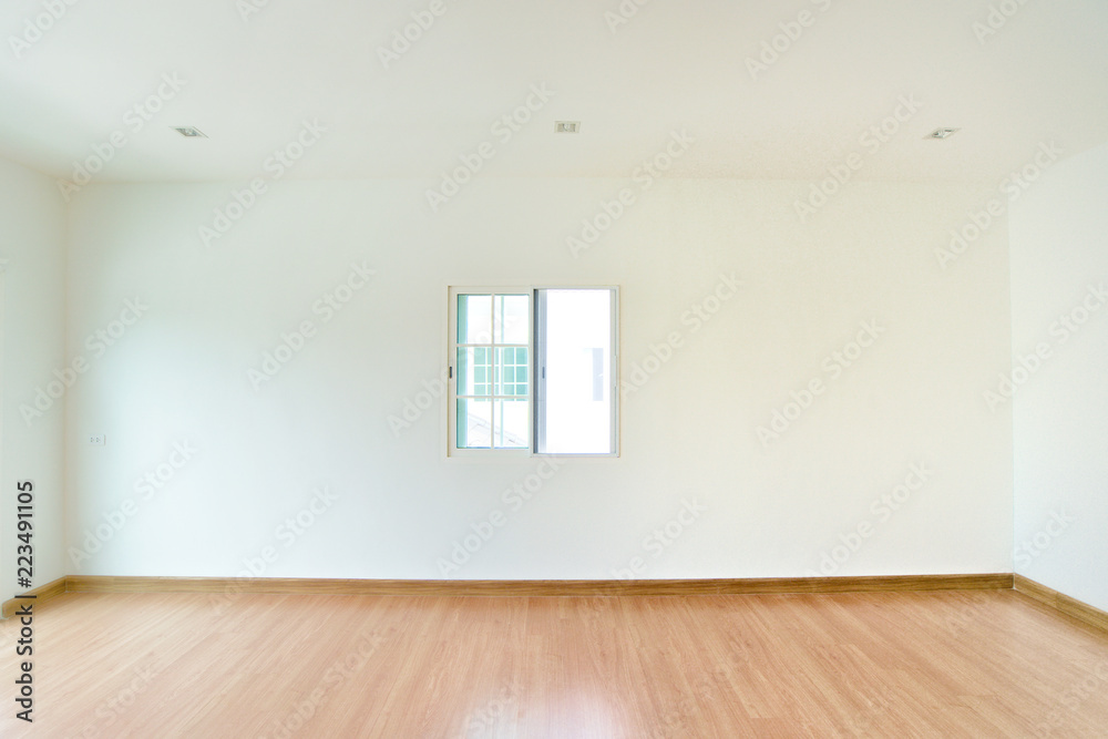 Interior design and building concept for white room and parquet flooring in the bedroom. Interior design and building concept for white room and parquet flooring in the bedroom.
