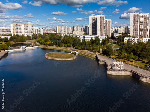 artificial pond in Zelenograd in Moscow, Russia