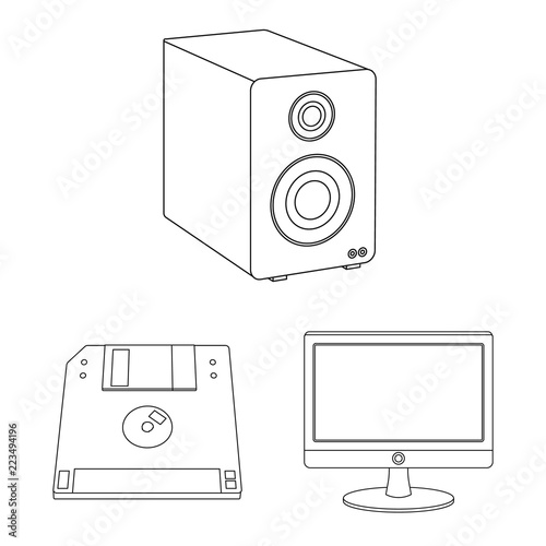 Isolated object of laptop and device sign. Collection of laptop and server stock symbol for web.