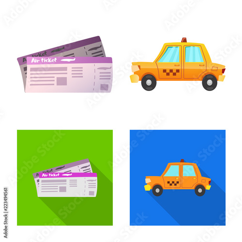 Vector illustration of airport and airplane logo. Collection of airport and plane vector icon for stock.