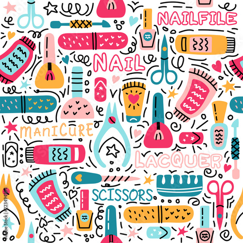 nail seamless pattern manicure background polish studio