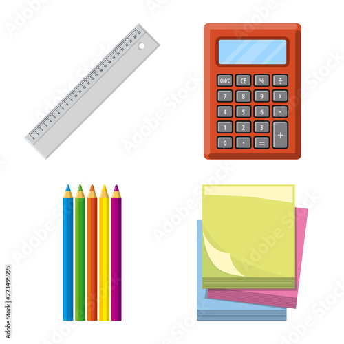 Isolated object of office and supply logo. Set of office and school stock symbol for web.