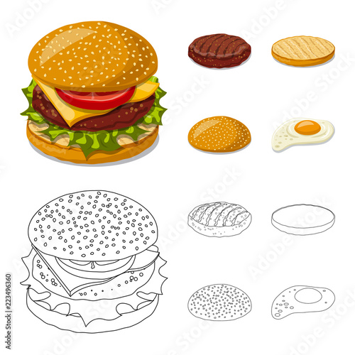 Vector design of burger and sandwich logo. Collection of burger and slice stock symbol for web.