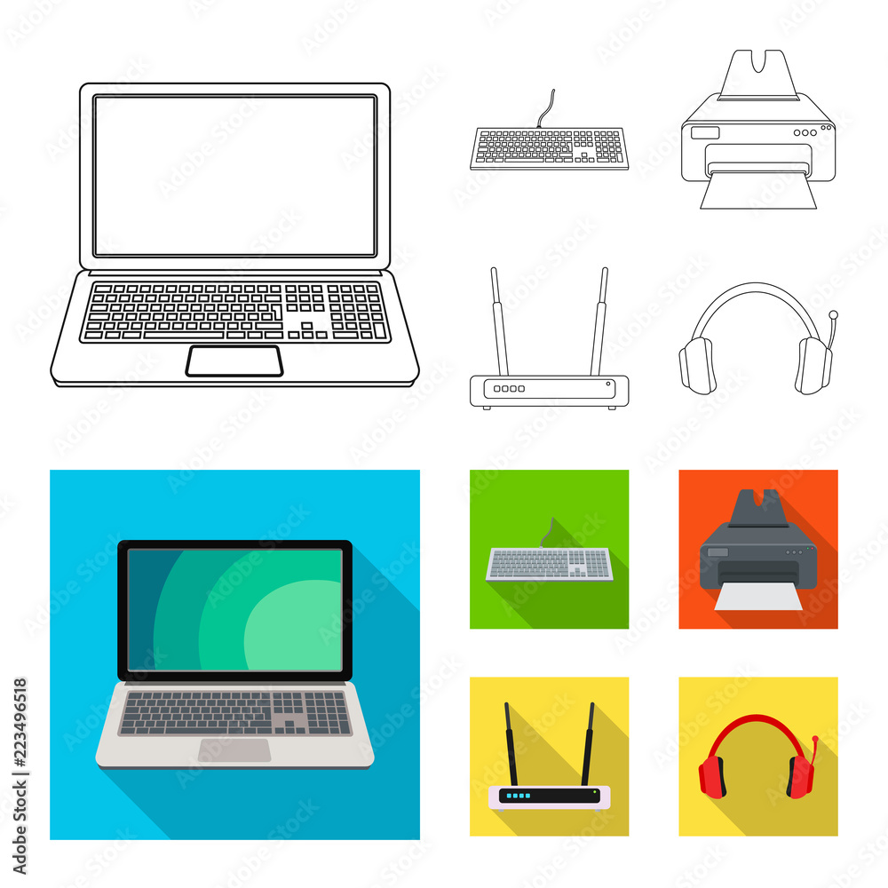 Fototapeta premium Isolated object of laptop and device logo. Collection of laptop and server stock symbol for web.