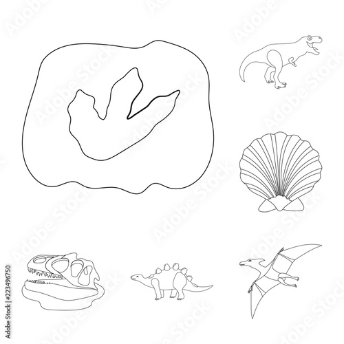 Different dinosaurs outline icons in set collection for design. Prehistoric animal vector symbol stock web illustration.