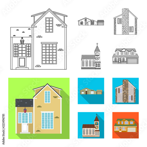 Isolated object of building and front symbol. Collection of building and roof vector icon for stock. © Svitlana