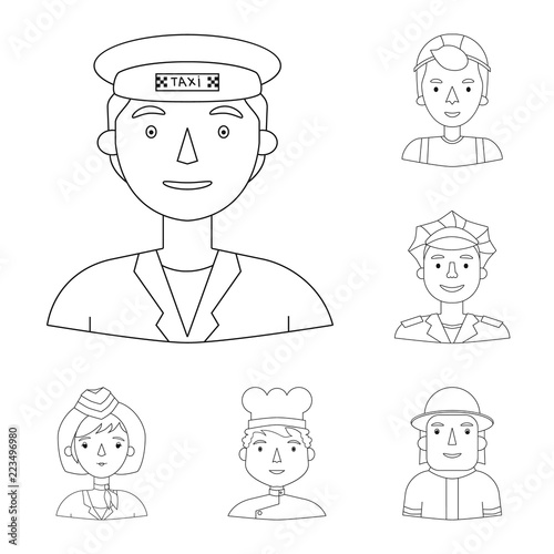 People of different professions outline icons in set collection for design. Worker and specialist vector symbol stock web illustration.