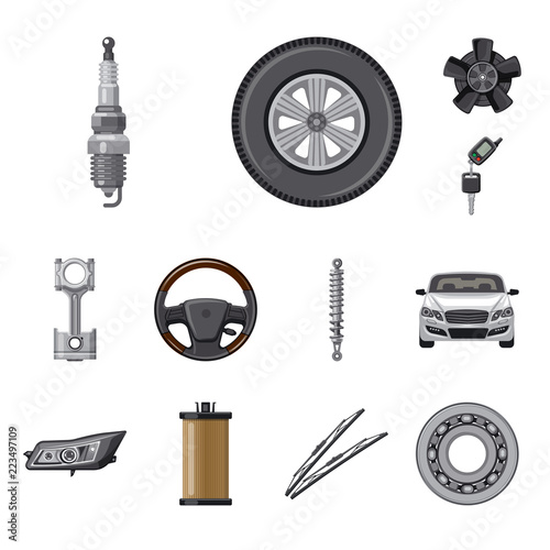Isolated object of auto and part symbol. Collection of auto and car vector icon for stock.