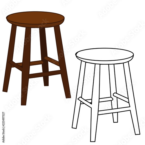  isolated wooden chair, chair outline