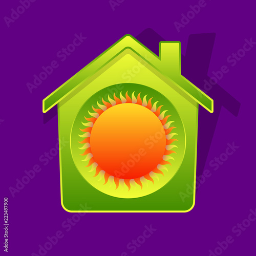 Green house and sun