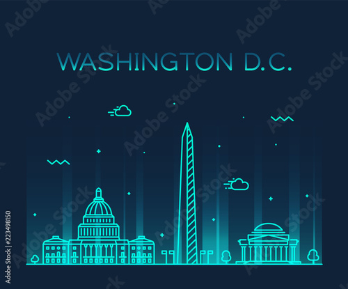 Washington D. C. USA vector linear art style city