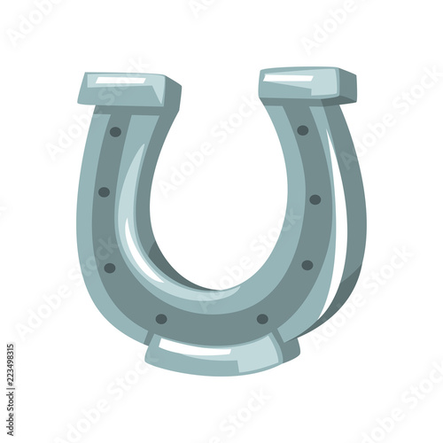 Silver horseshoe, symbol of the Wild West vector Illustration on a white background