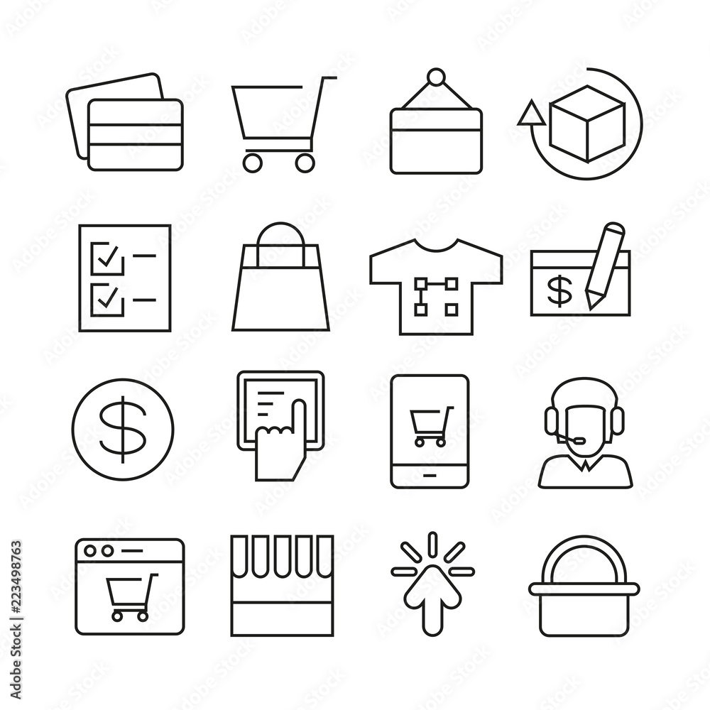 shopping icons, bold line shopping icons, bold line