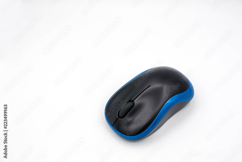 Blue computer mouse on white isolated background. Blue computer mouse on white isolated background.