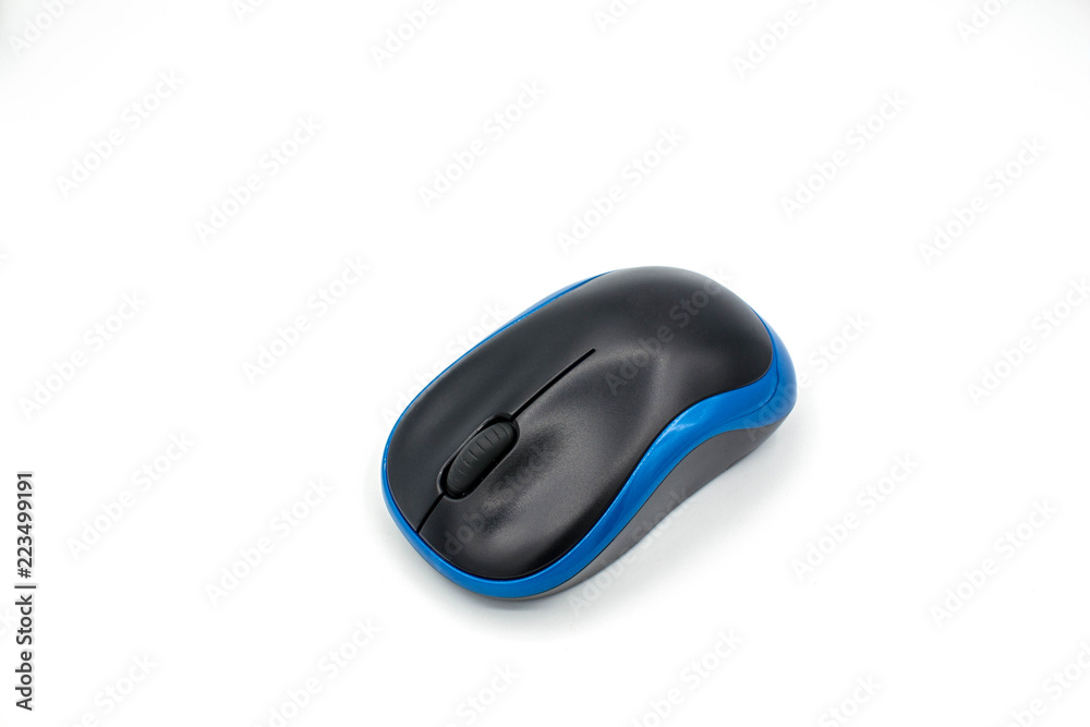 Blue computer mouse on white isolated background. Blue computer mouse on white isolated background.