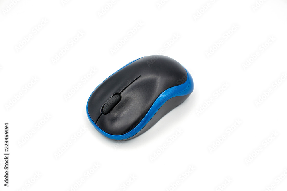 Blue computer mouse on white isolated background. Blue computer mouse on white isolated background.