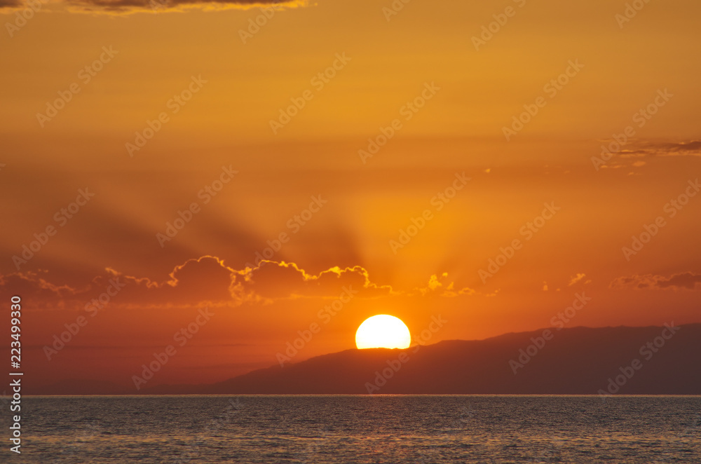 sunset on the Issyk-Kul lake