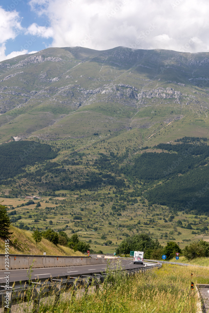 View of Gran Sasso mountain in Abruzzo region Italy