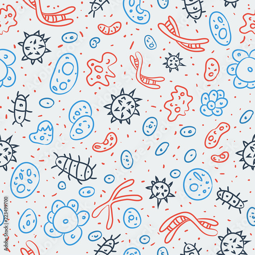 bacteria seamless vector pattern