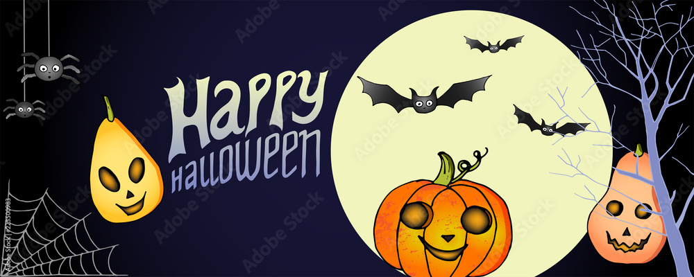 Vector illustration horizontal Banner of Happy Halloween Vector illustration horizontal Banner of Happy Halloween