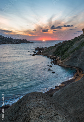 A view of a Golden Bay in Ghajn Tuffieha region, Malta