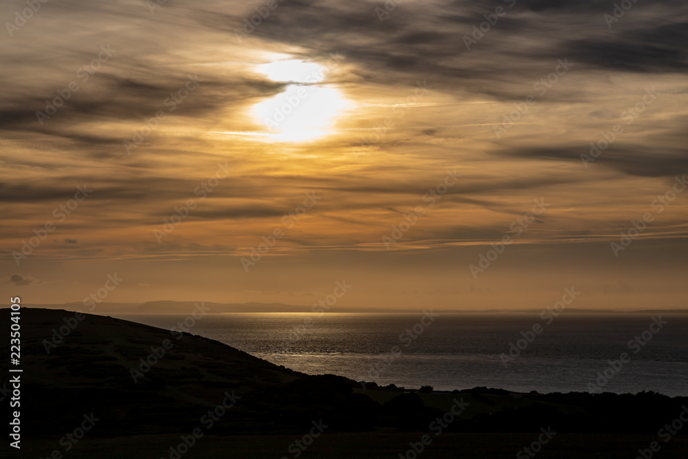 Sunset over the sea, taken from Tennyson Down on the Isle of Wight