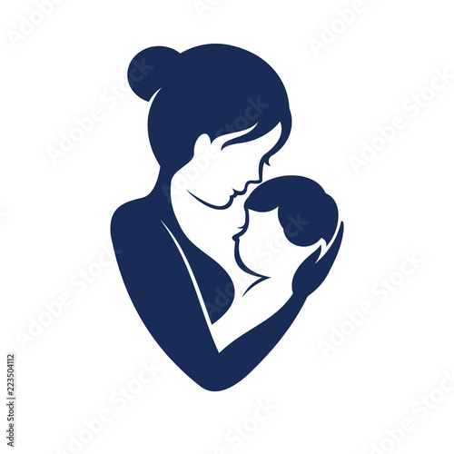 Mom and baby, Motherhood and Childbearing Logo Design Inspiration Vector