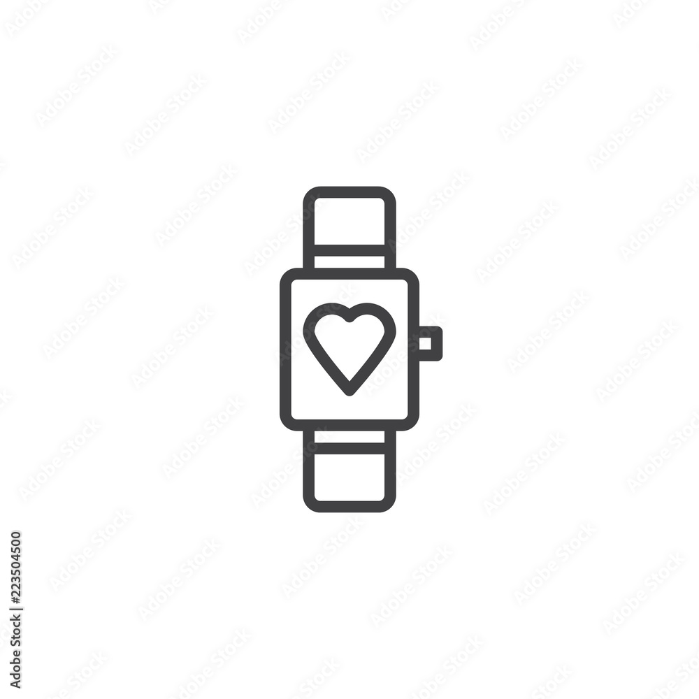 Fitness Smart watch outline icon. linear style sign for mobile concept and web design. Fitness band, hand bracelet simple line vector icon. Symbol, logo illustration. Pixel perfect vector graphics Fitness Smart watch outline icon. linear style sign for mobile concept and web design. Fitness band, hand bracelet simple line vector icon. Symbol, logo illustration. Pixel perfect vector graphics