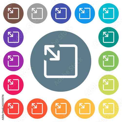 Resize object flat white icons on round color backgrounds